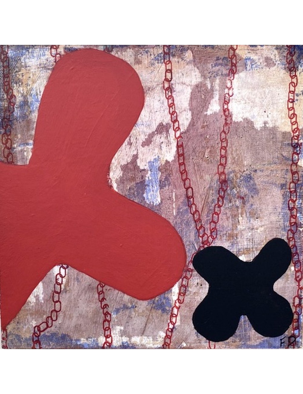 Forme rouge et noire N°7 Tableau de Françoise Danel
